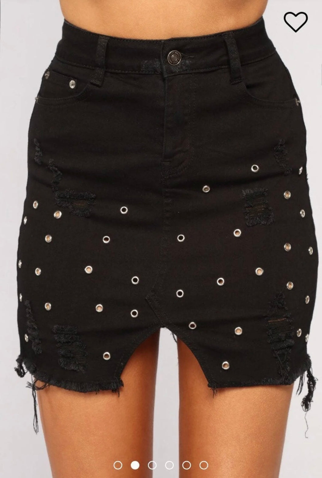 Black Jean Studded Skirt (S)