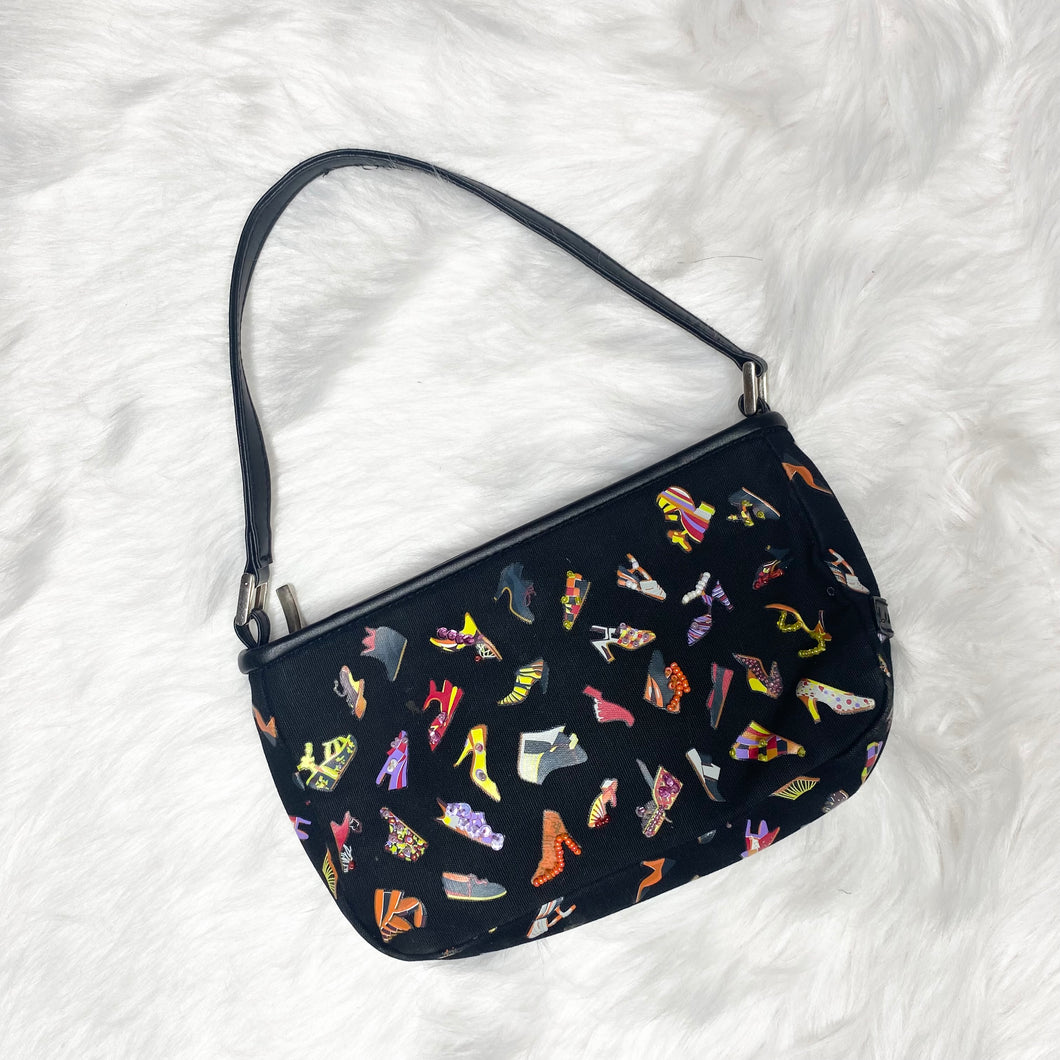 Small Lulu Vintage Colorful Shoe Printed Shoulder Bag