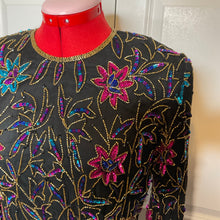 Load image into Gallery viewer, Floral Sequined Long Sleeve Vintage Top (M)
