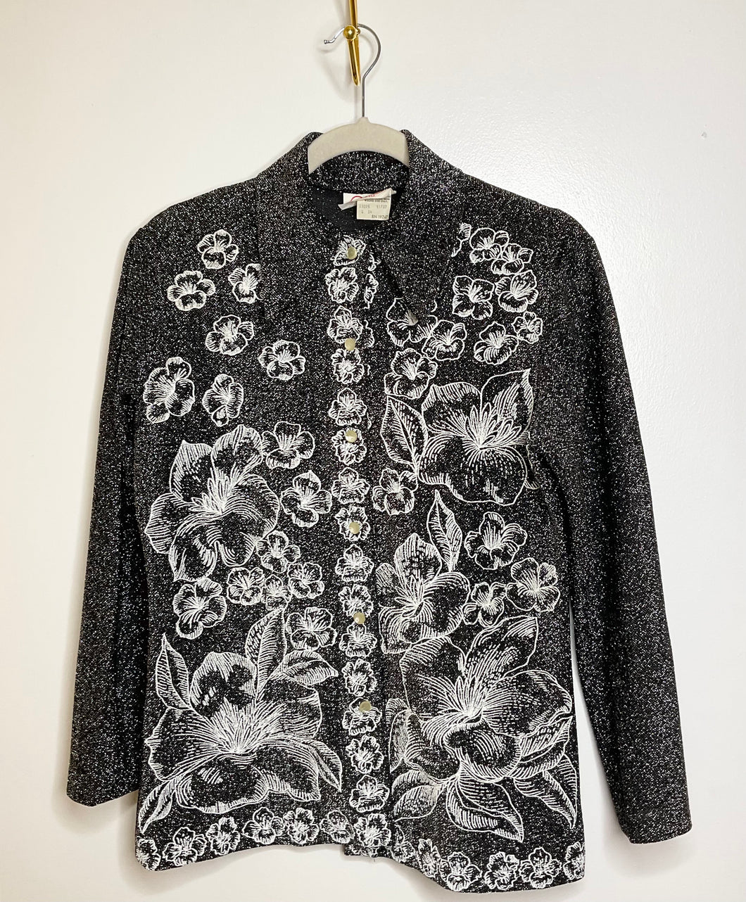 Floral Glittered Button Down (S/M)