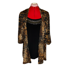 Load image into Gallery viewer, Animal Print Cardigan w/ Black Studded Collar Tank (1X)
