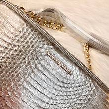 Load image into Gallery viewer, Silver Metallic Snake Skin Purse by Victoria’s Secret
