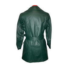 Load image into Gallery viewer, Green Double-breasted Leather Belted Coat (12)
