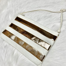 Load image into Gallery viewer, Vintage White and Metallic Gold Stripe Purse
