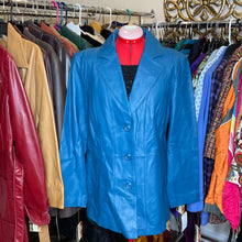 Load image into Gallery viewer, Bright Teal Paneled Leather Jacket by WORTHINGTON (L)

