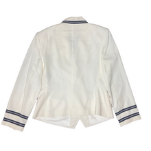 Load image into Gallery viewer, Vintage White Blazer w/ Navy Double Stripe Trim by GLORIA VANDERBILT
