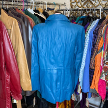 Load image into Gallery viewer, Bright Teal Paneled Leather Jacket by WORTHINGTON (L)
