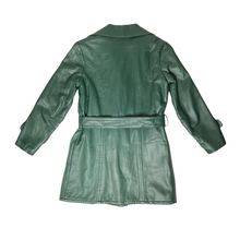 Load image into Gallery viewer, Green Double-breasted Leather Belted Coat (12)

