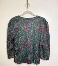 Load image into Gallery viewer, Vintage Green Floral Blouse/Blazer (US10)
