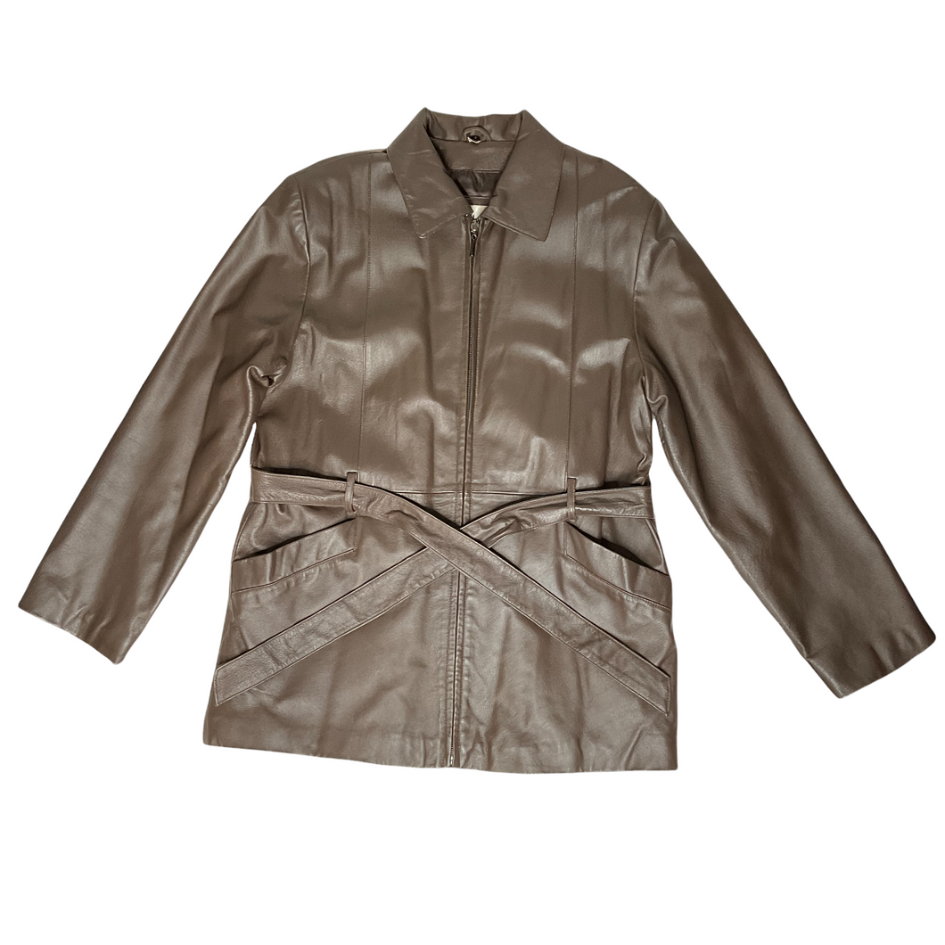 Mitsu Dark Brown Vintage Leather Coat