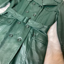 Load image into Gallery viewer, Green Double-breasted Leather Belted Coat (12)
