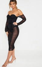 Load image into Gallery viewer, Black Mesh, Ruched Midi Dress (US4)
