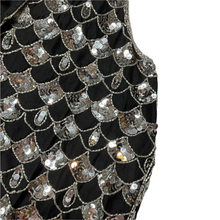 Load image into Gallery viewer, Silver and Black Sequined Scale Print Vintage Vest (M)
