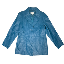 Load image into Gallery viewer, Bright Teal Paneled Leather Jacket by WORTHINGTON (L)
