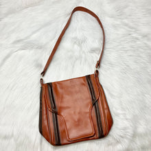 Load image into Gallery viewer, Brown Vintage Purse w/ Double Dark Brown Stripes
