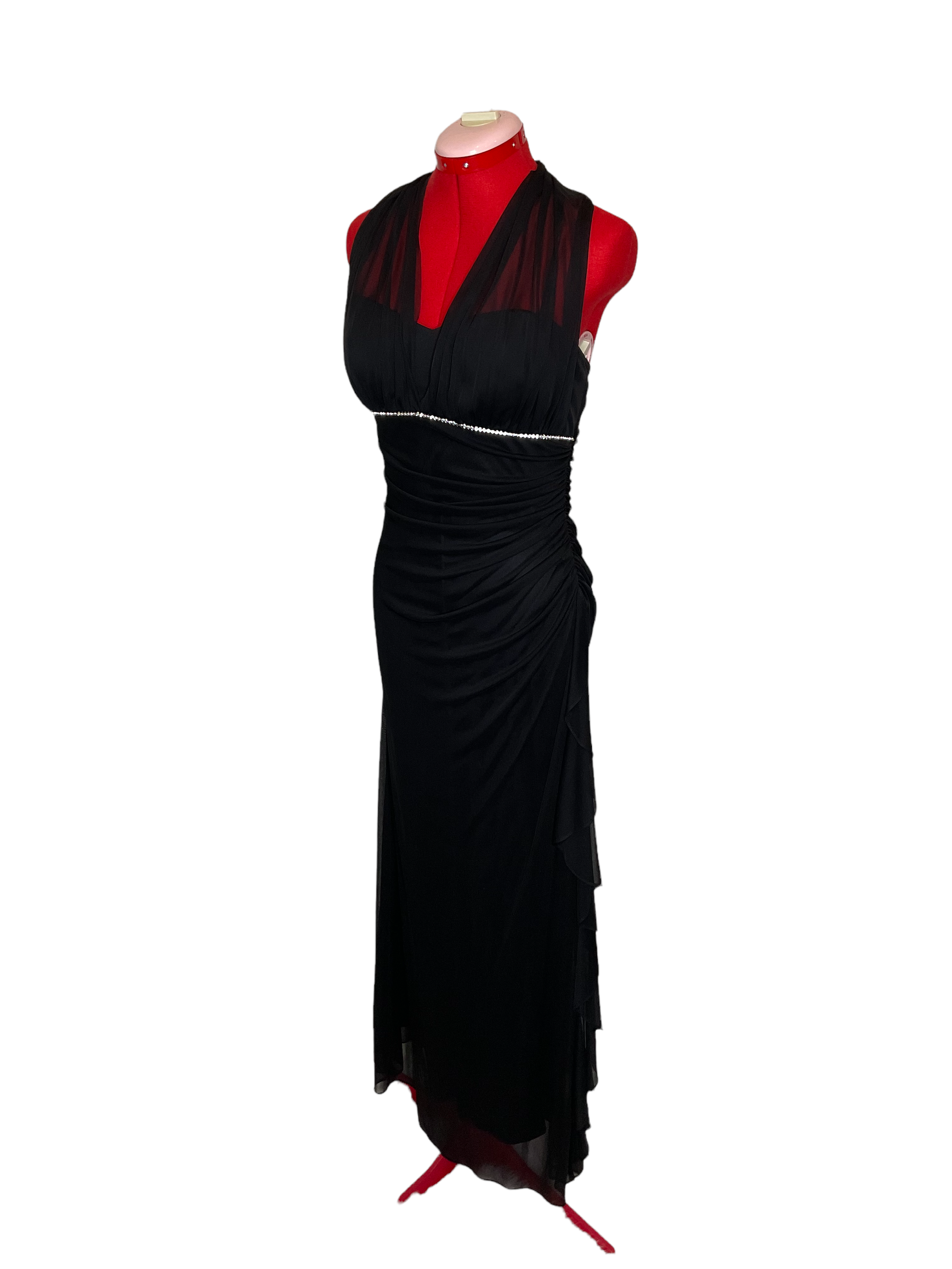 Blondie Nites By Linda Bernell Black Halter Prom Dress (US13)