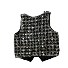 Load image into Gallery viewer, Silver and Black Sequined Scale Print Vintage Vest (M)
