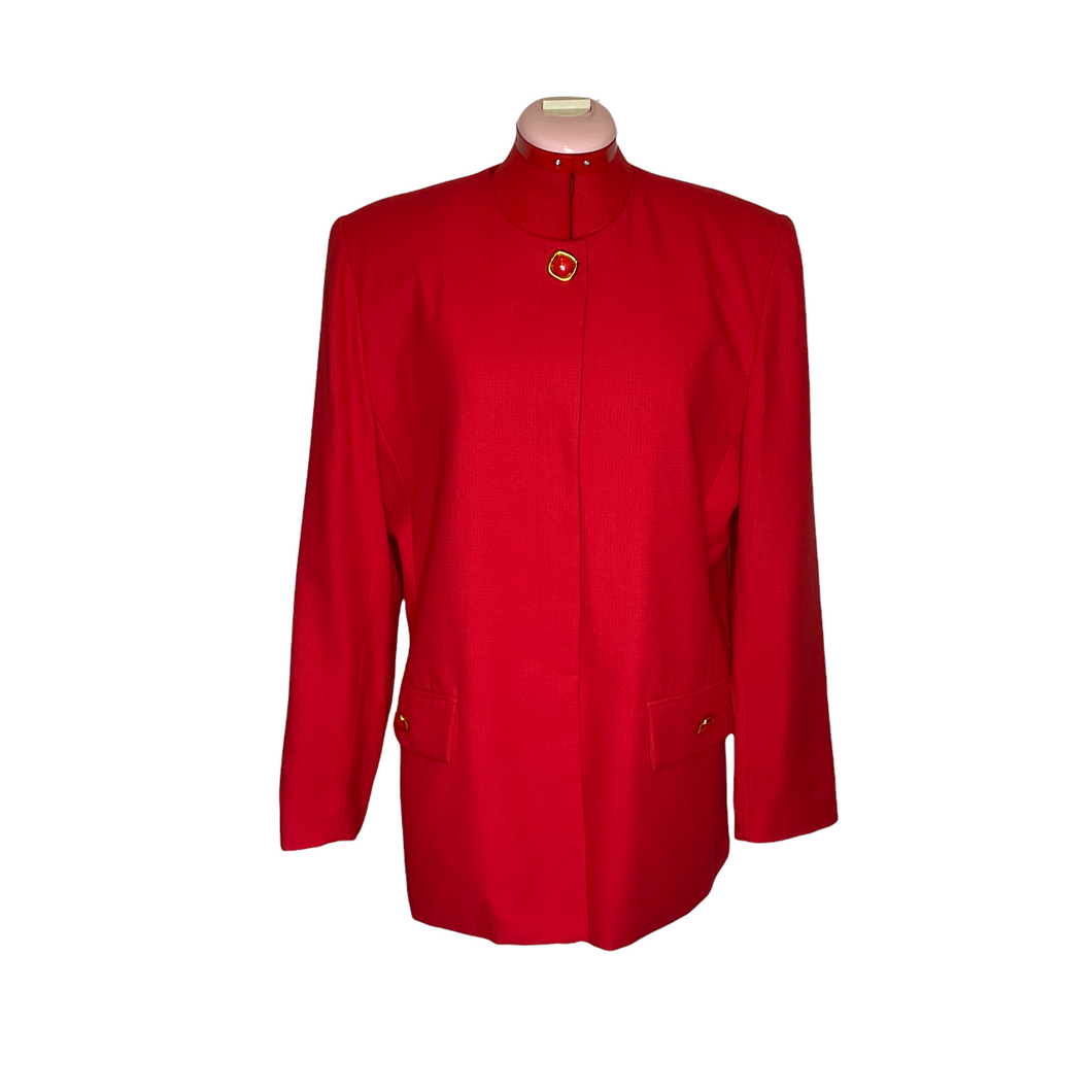 Red Two-Piece Blazer & Skirt Suit by HBS LTD (US12)