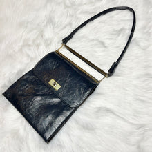 Load image into Gallery viewer, Vintage Navy Blue Shiny Patent Leather Purse
