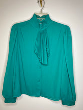 Load image into Gallery viewer, Teal Blouse w/ Pleated Ruffles (L)
