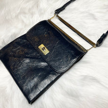 Load image into Gallery viewer, Vintage Navy Blue Shiny Patent Leather Purse
