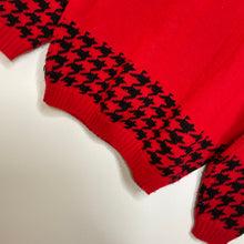 Load image into Gallery viewer, Vintage Red &amp; Black Houndstooth Sweater (S/M)
