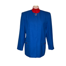 Load image into Gallery viewer, Cobalt Blue Two-Piece Blazer &amp; Skirt Suit by ADOLFO ATELIER (US12)
