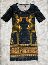 Load image into Gallery viewer, Black &amp; Gold Printed Shirt Dress (S)
