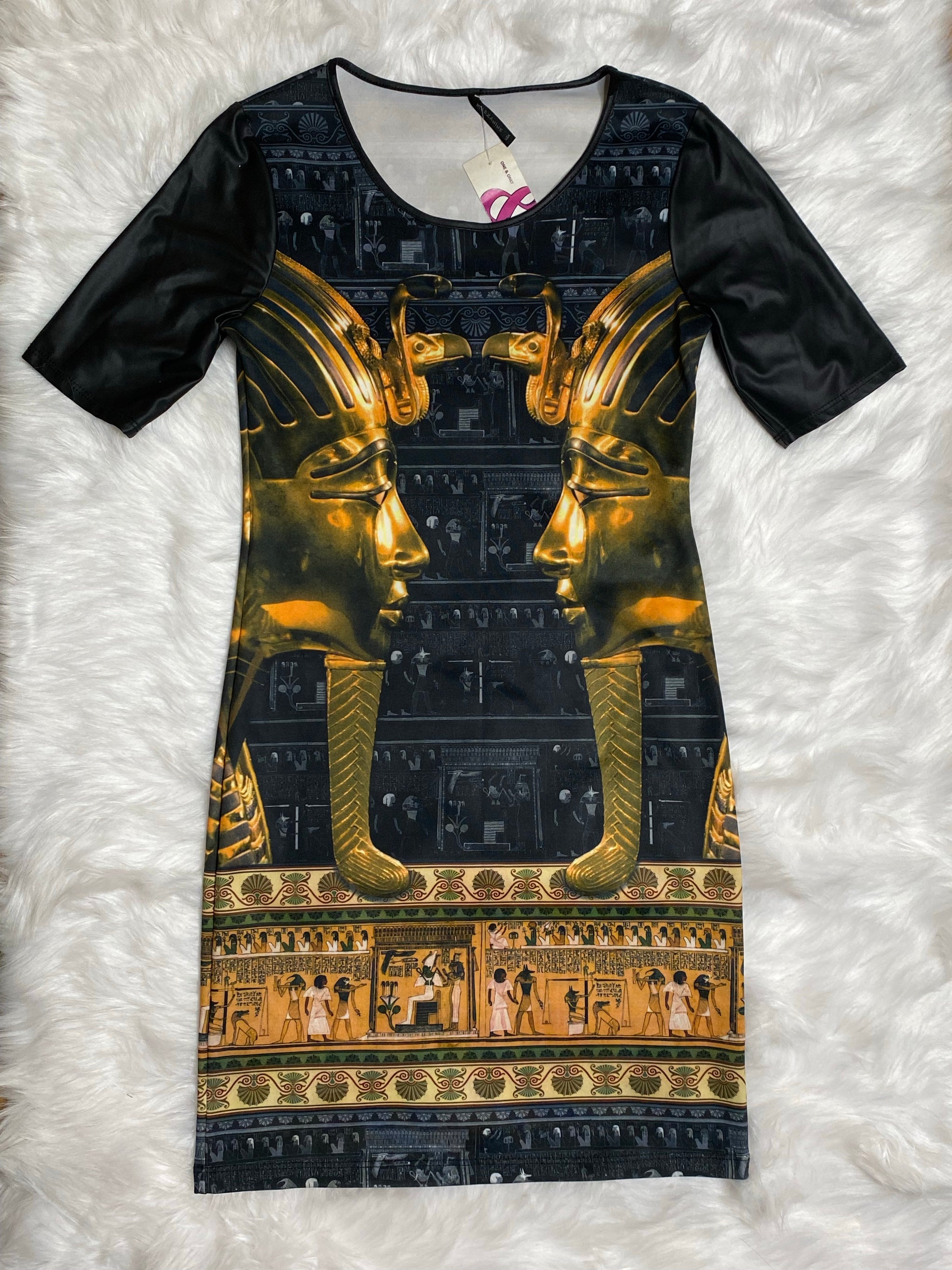 Black & Gold Printed Shirt Dress (S) – The HOT Exchange