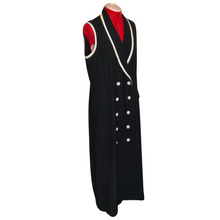 Load image into Gallery viewer, Black/White Pin Stripe Long Double Breasted Vest/Dress by Danny Nicole NY (US16)
