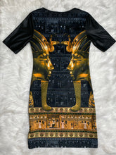 Load image into Gallery viewer, Black &amp; Gold Printed Shirt Dress (S)
